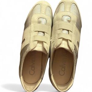 Calvin Klein Women's Silver and Cream Sneakers